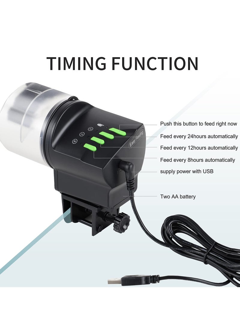 وحدة تغذية الأسماك الأوتوماتيكية مع خيارات طاقة مزدوجة، تعمل عبر USB والبطارية، موزع طعام قابل للبرمجة، مناسب لأحواض السمك وخزانات السلاحف، يتضمن حلقة تغذية وإعدادات مؤقت قابلة للتعديل - Image 2